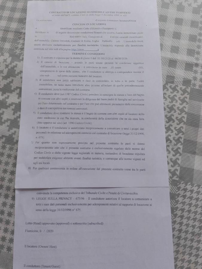 A Santy'S Roomsbagno Condiviso Sharedboth Room2Piano No Lift No Shuttle -No Pasti No Meal,- A Pagamento Air Condizextra Bed Air Condiz Extrabed For A Fee-3 Minuti Bus Xfieradiroma-10 Minutes Stop Bus To Rome In50 Minutes Trafficpermitting Are You To フィウミチーノ エクステリア 写真